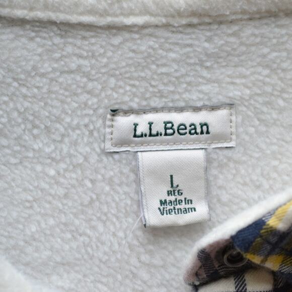 LL Bean Shirt Jacket Shacket Flannel Plaid Pink Sherpa Interior Size Large - Picture 3 of 5